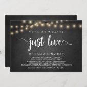 シンプルだけど愛に満ちた、ストリングライトの挙式 招待状 (正面/裏面)