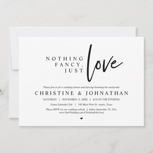 シンプルだけど愛に満ちた、結婚記念日の食事会 招待状 (正面)