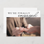 シンプルついに写真の婚約した婚約 案内ポストカード (正面/裏面)