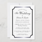 シンプルでありながらエレガント：モノグラム付きブラックリネン 招待状 (正面)