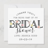 シンプルでおしゃれなお花のガーデン ブライダルシャワー お礼カード サンキューカード (正面)
