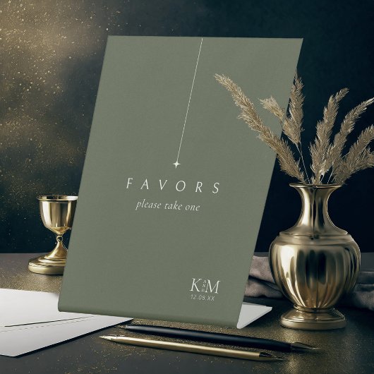 シンプルでおしゃれなウェディングギフト モスグリーン ID1046 台座サイン