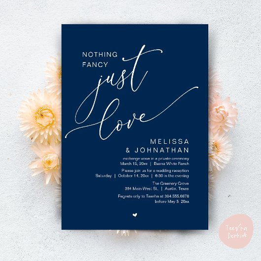 シンプルでおしゃれなウェディングレセプション招待状「Nothing Fancy, Just Love 招待状