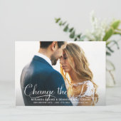 シンプルでおしゃれなウェディング 変更のお知らせ 招待状 (スタンド正面)