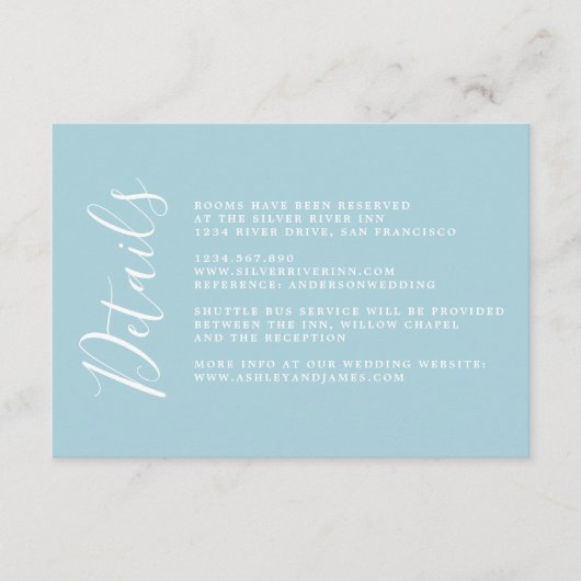 シンプルでおしゃれなカリグラフィー結婚式の詳細  封入 エンクロージャーカード (正面)