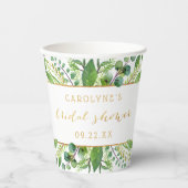 シンプルでおしゃれなグリーンとゴールドのブライダルシャワー 紙コップ (正面)