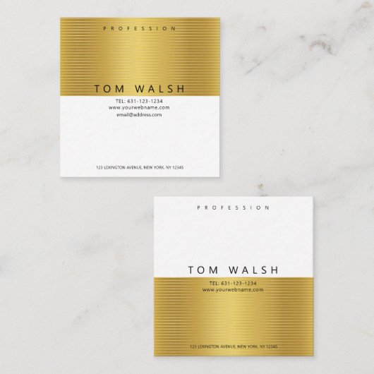 シンプルでおしゃれなゴールドラインの名刺 スクエア名刺 (正面/裏面)