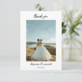 シンプルでおしゃれなスクリプト写真 サンキューカード (スタンド正面)