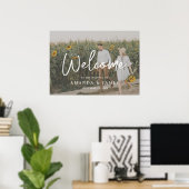 シンプルでおしゃれなタイポグラフィー フルフォト ウェディング ウェルカム ポスター (ホームオフィス)