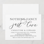 シンプルでおしゃれなデザインの結婚式の招待状(エロープメントパーティー) 招待状 (正面/裏面)