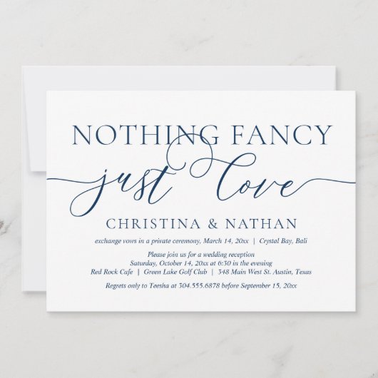 シンプルでおしゃれなデザインの結婚式の招待状「Nothing Fancy, Just Love」 招待状 (正面)