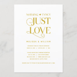 シンプルでおしゃれなデザイン、ラブ、エレガントなゴールド、ふたりの結婚式 招待状