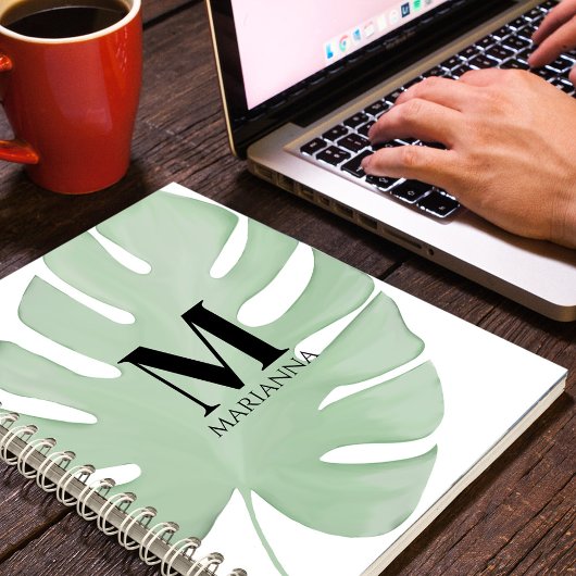 シンプルでおしゃれなトロピカルグリーン ヤシの葉 ノートブック