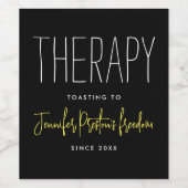 シンプルでおしゃれなブラックとイエローの離婚パーティー ネーム ワインラベル (シングルラベル)