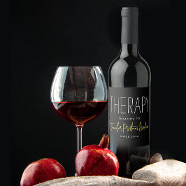 シンプルでおしゃれなブラックとイエローの離婚パーティー ネーム ワインラベル