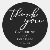 シンプルでおしゃれなブラックウェディング ラウンドシール (正面)