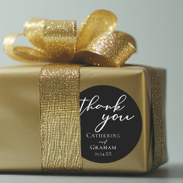 シンプルでおしゃれなブラックウェディング ラウンドシール