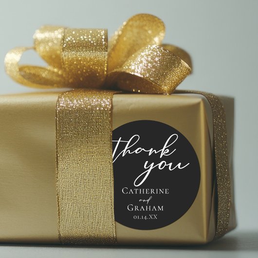 シンプルでおしゃれなブラックウェディング ラウンドシール