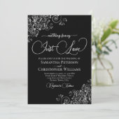シンプルでおしゃれなブラック＆シルバーの結婚式 招待状 (スタンド正面)