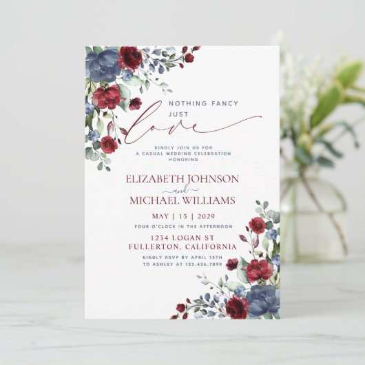 シンプルでおしゃれなブルーバースグンディーのカジュアルウェディング 招待状 (スタンド正面)