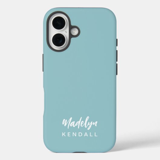 シンプルでおしゃれなモダンスクリプトネーム ブルー Case-Mate iPhoneケース (裏面)