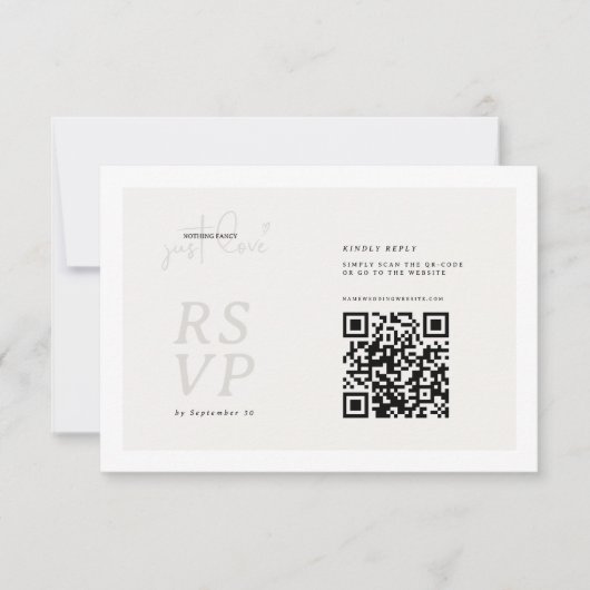 シンプルでおしゃれなラブ QRコード RSVP カード (正面)