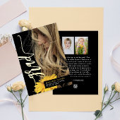 シンプルでおしゃれな卒業写真 現代的なアナウンスメント 箔招待状