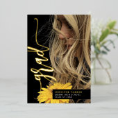 シンプルでおしゃれな卒業写真 現代的なアナウンス 箔招待状 (立ち正面)