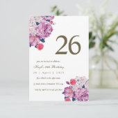 シンプルでおしゃれな紫の花柄の26歳の誕生日 招待状 (スタンド正面)