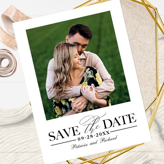 シンプルでおしゃれな結婚式の事前お知らせフォト ポストカード