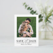 シンプルでおしゃれな結婚式の事前お知らせフォト ポストカード (スタンド正面)