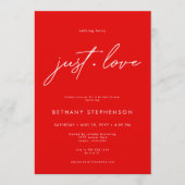 シンプルでおしゃれな赤と白のモダンなブライズシャワー招待状ラブテーマ 招待状 (正面)