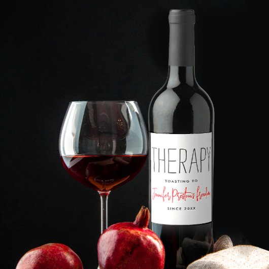 シンプルでおしゃれな黒と白の離婚ユーモア名 ワインラベル