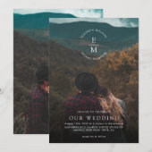 シンプルでおしゃれな2枚の写真を使ったウェディングスクリプト 招待状 (正面/裏面)