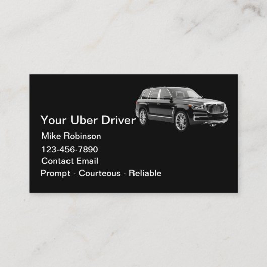 シンプルでおしゃれなUberドライバー配車サービス 名刺 (正面)