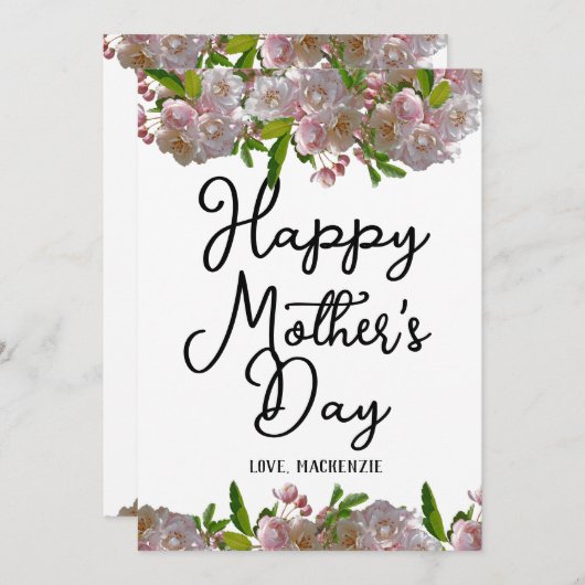 シンプルでおしゃれ | ピンクの花の母の日プレゼント シーズンカード (正面/裏面)