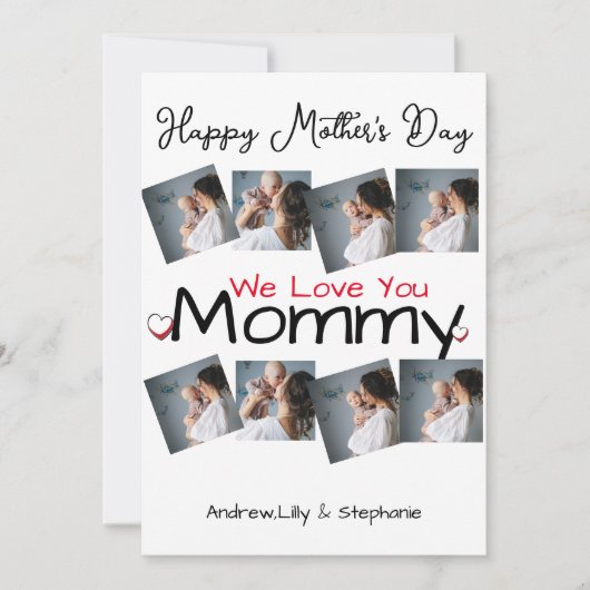 シンプルでおしゃれ | 母の日ギフト  フォトコラージュ シーズンカード (正面)