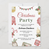 シンプルでお祭り気分の水彩クリスマスパーティー 招待状 (正面)