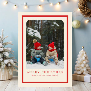 シンプルでお祭り気分を盛り上げる 赤いフレームのホリデー/クリスマス写真カード シーズンカード