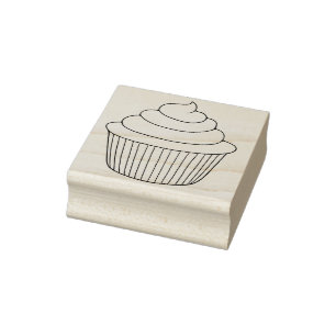 シンプルでかわいいカップケーキのゴム印 ラバースタンプ