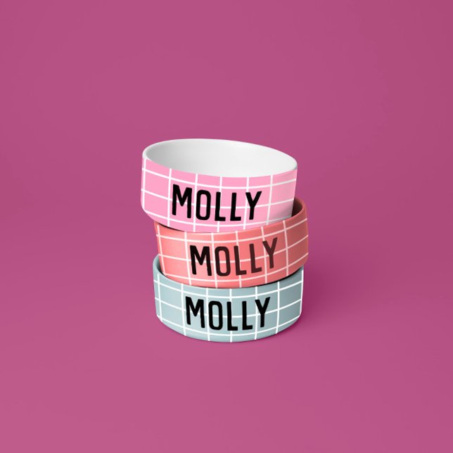 シンプルでかわいいコーラルチェックグラフィック モダン ボウル (クリエイターアップロード済み)