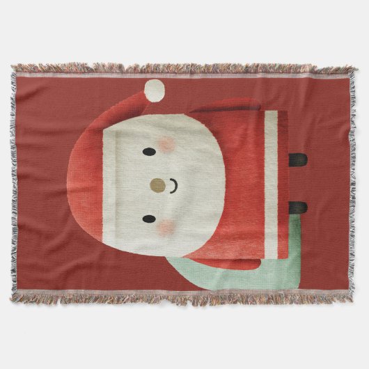 シンプルでかわいいサンタクロース スローブランケット (正面)