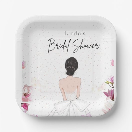 シンプルでかわいいブライズシャワー ペーパープレート (正面)