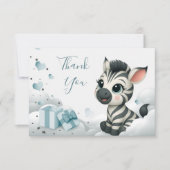 シンプルでかわいい小さなシマウマ サンキューカード (正面)