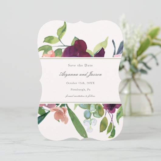 シンプルでかわいい梅の花のウェディング セーブザデート (スタンド正面)