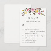 シンプルでかわいい結婚式の出欠確認カード（メニュー付き） 招待状 (正面/裏面)