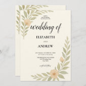 シンプルでかわいい花のウェディング招待状 招待状 (正面/裏面)