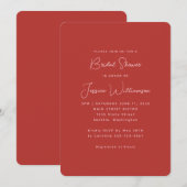 シンプルでかわいい 赤とピンクのウェディングシャワー 招待状 (正面/裏面)