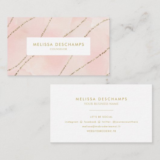 シンプルでかわいらしい赤面の水彩画のフェイクなグリッター 名刺 (正面/裏面)