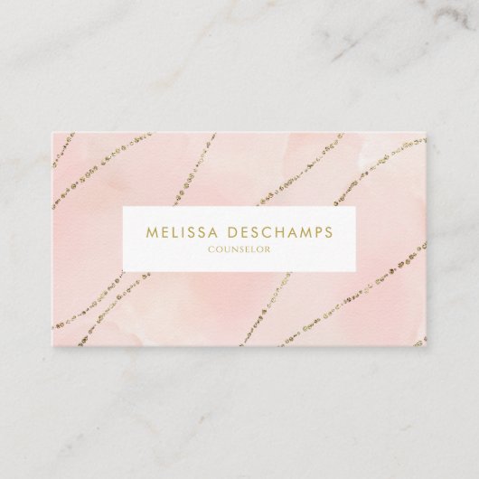 シンプルでかわいらしい赤面の水彩画のフェイクなグリッター 名刺 (正面)